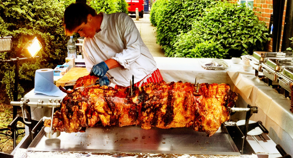 Hot roast cooking at event Hot roast cooking at event